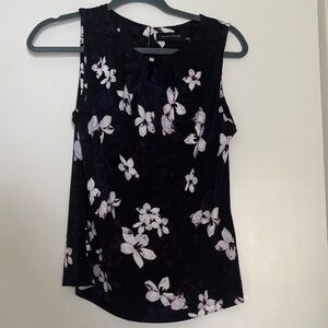 Ivanka Trump Black, Purple and White Floral Blouse